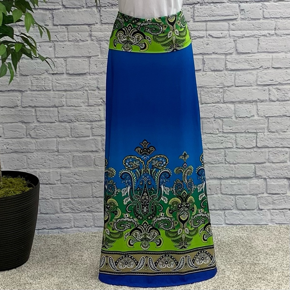 💚Venus Blue Green Paisley Maxi Skirt